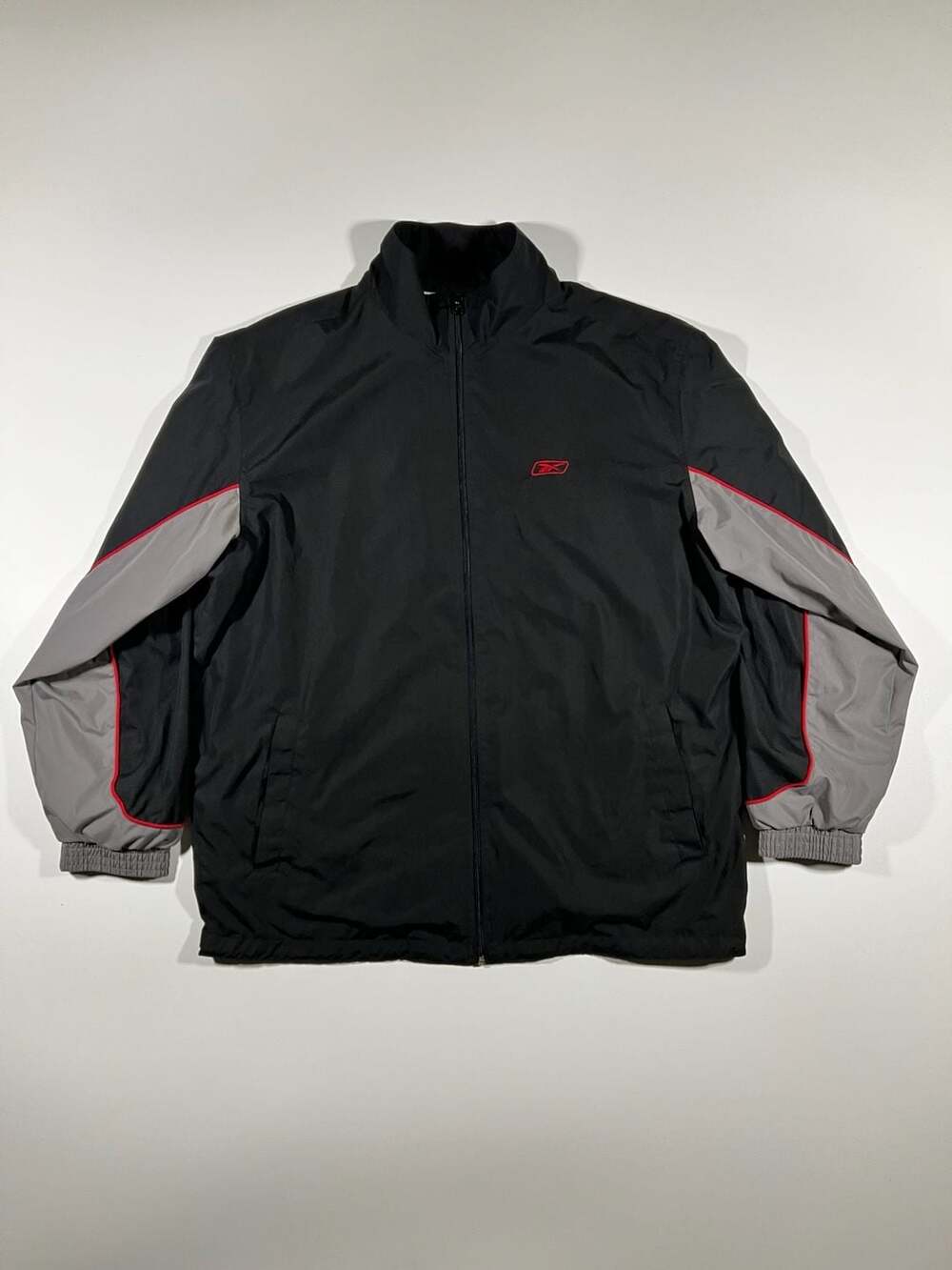 Reebok Mens Black Full Zip Windbreaker Track Jacket